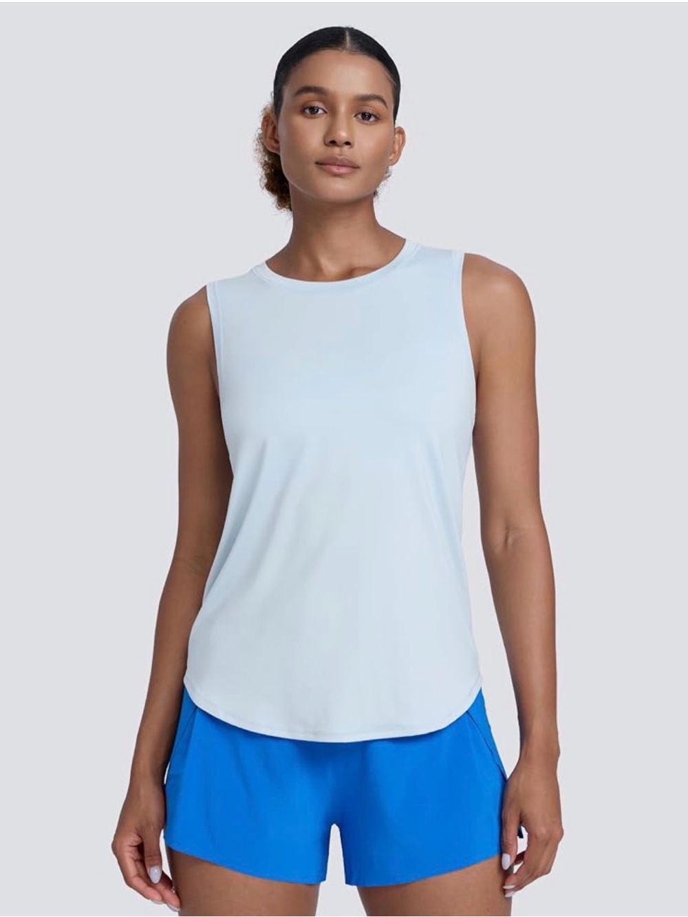 CRZ YOGA Lightweight Racerback Workout Tank Top - Light Blue